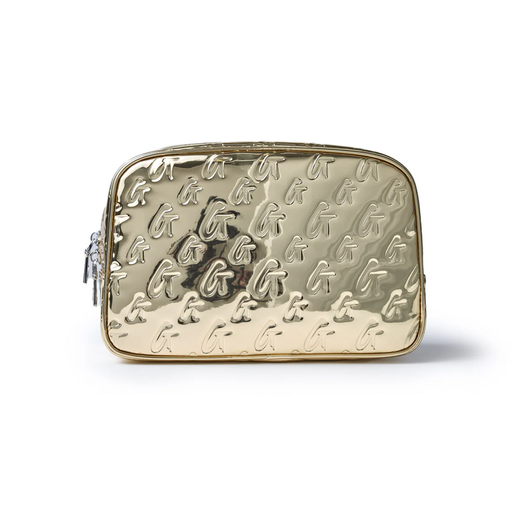 SMALL METALLIC MONOGRAM TOILETRY BAG - METALLIC GOLD