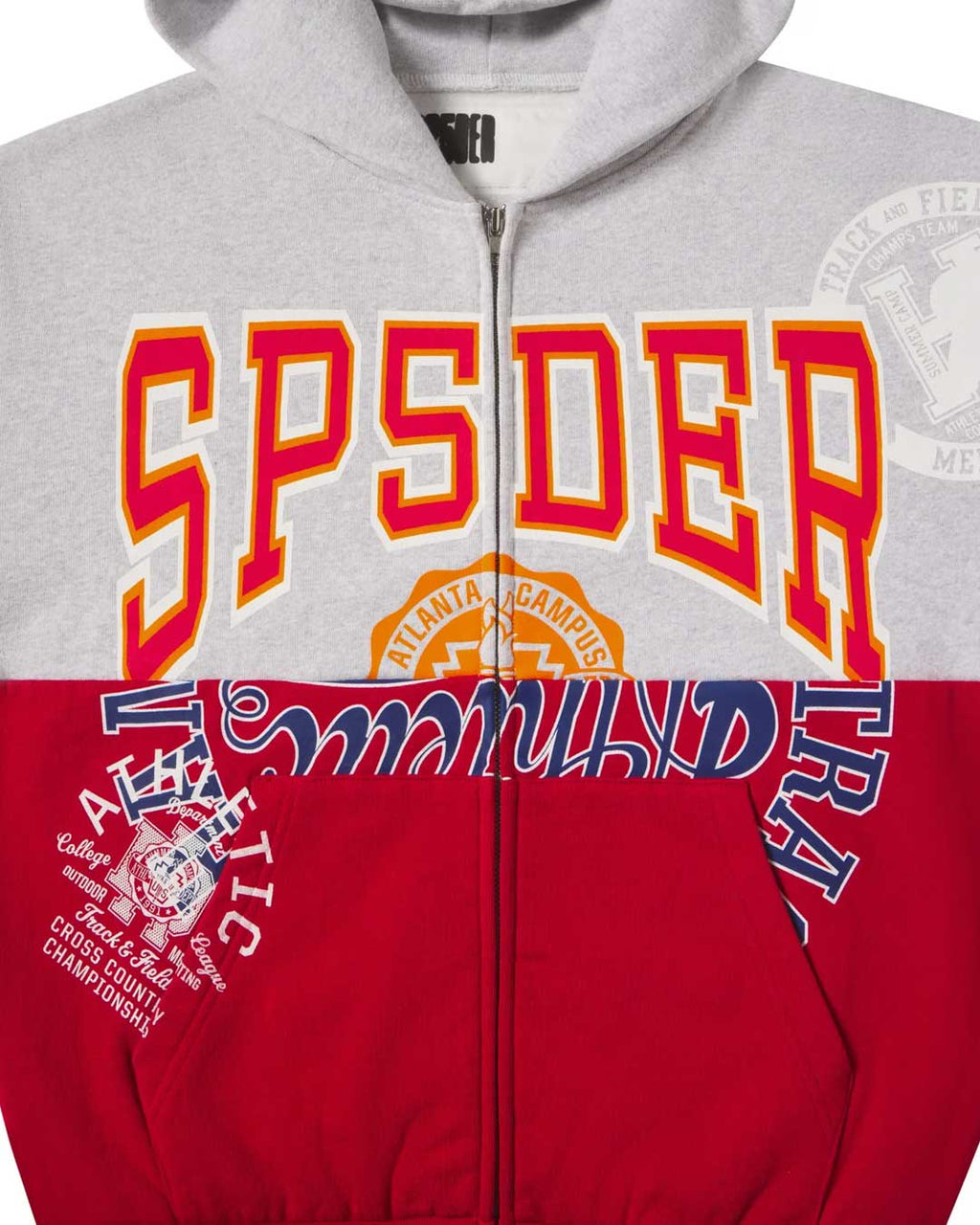 Sp5der Campers Field Zip Up Hoodie Heather Grey