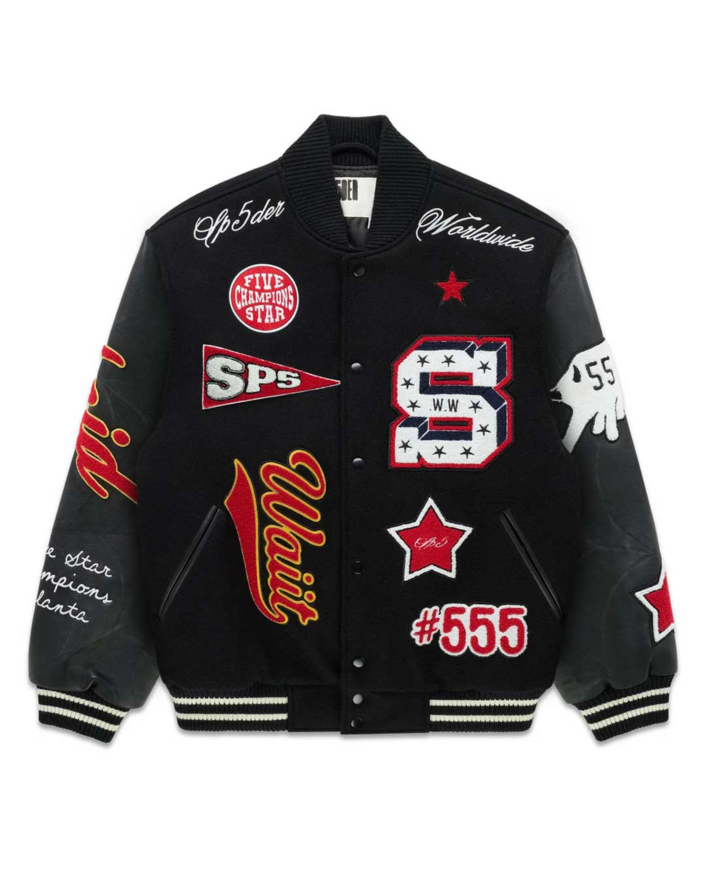 Sp5der District Cuntry Varsity Jacket Black