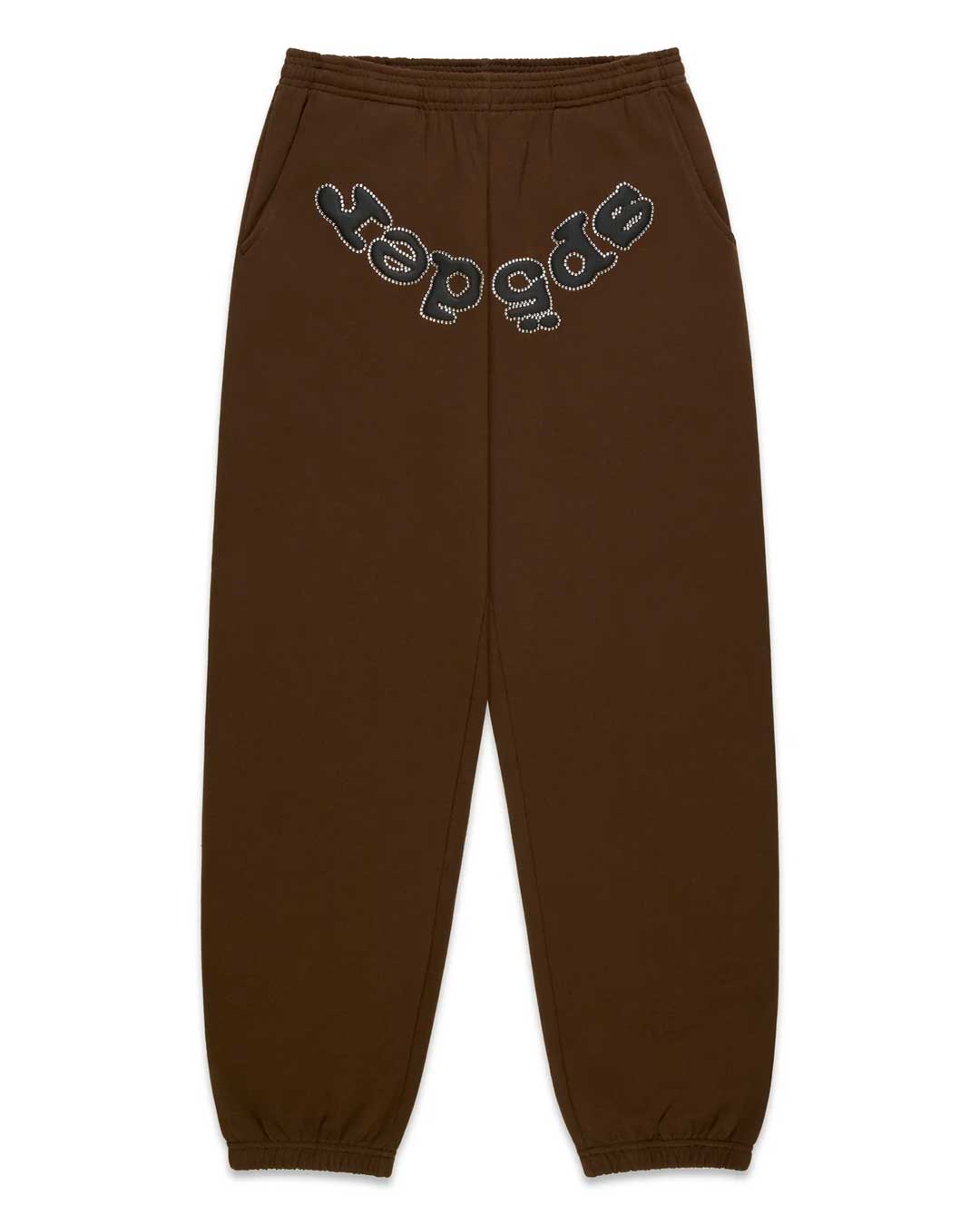 Sp5der OG Web Rhinestone Sweatpants Brown