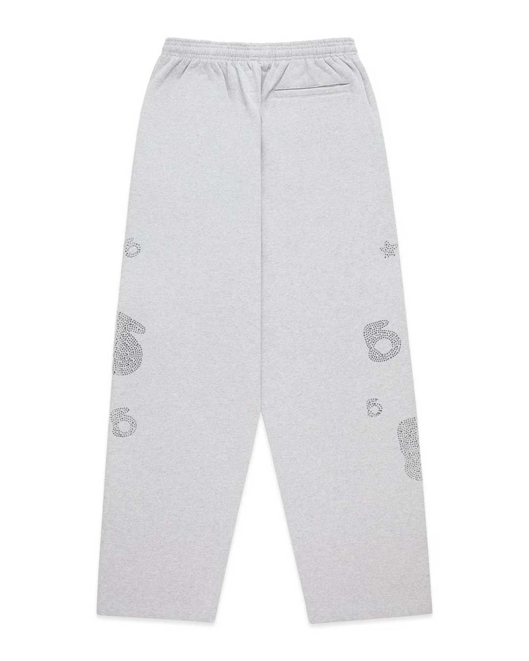 Sp5der Rhinestone Beluga V2 Wide Leg Sweatpants Heather Grey