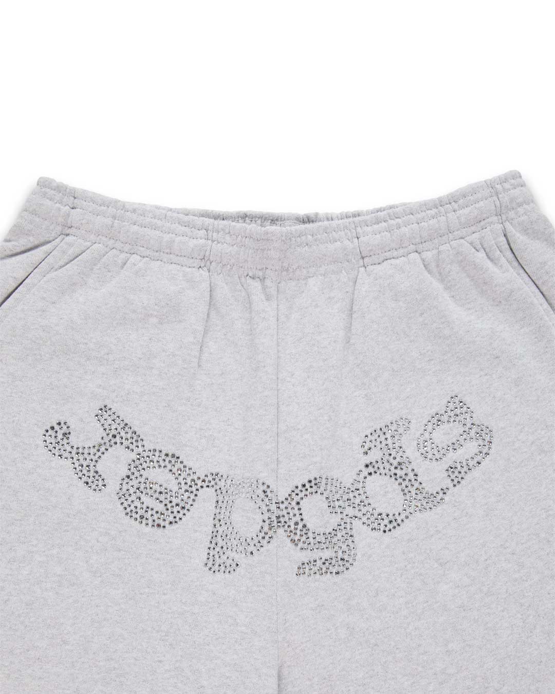 Sp5der Rhinestone Beluga V2 Wide Leg Sweatpants Heather Grey