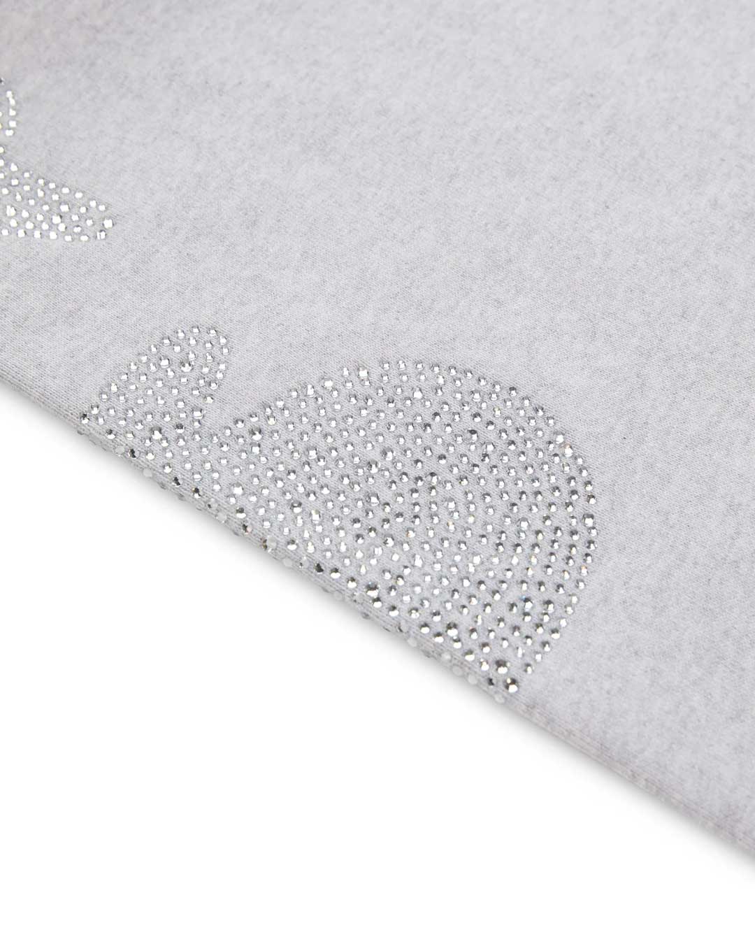 Sp5der Rhinestone Beluga V2 Wide Leg Sweatpants Heather Grey