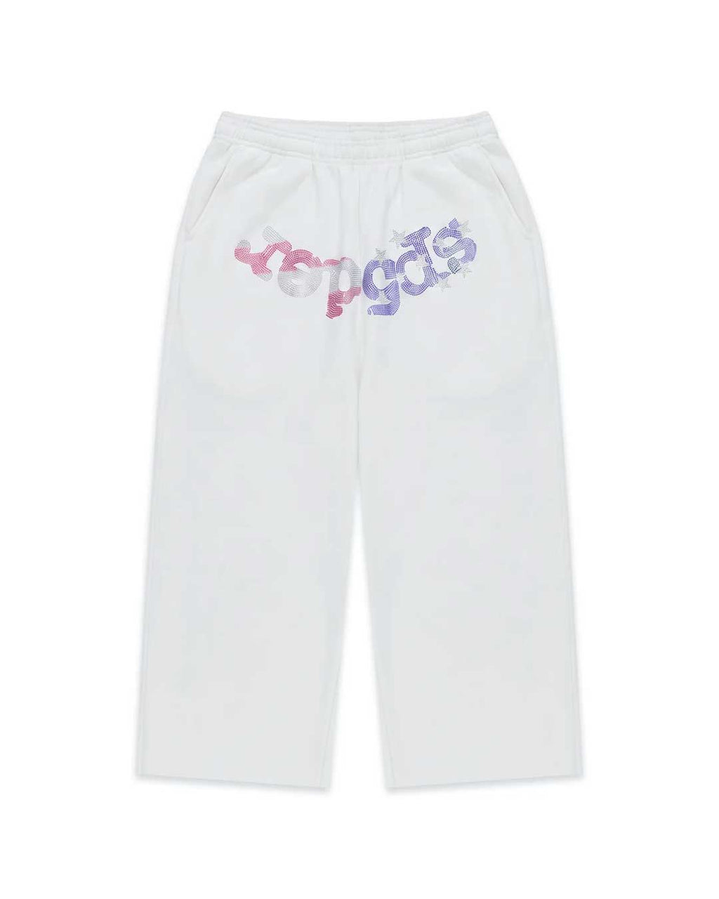 Sp5der Rhinestone OG Web Long Shorts White