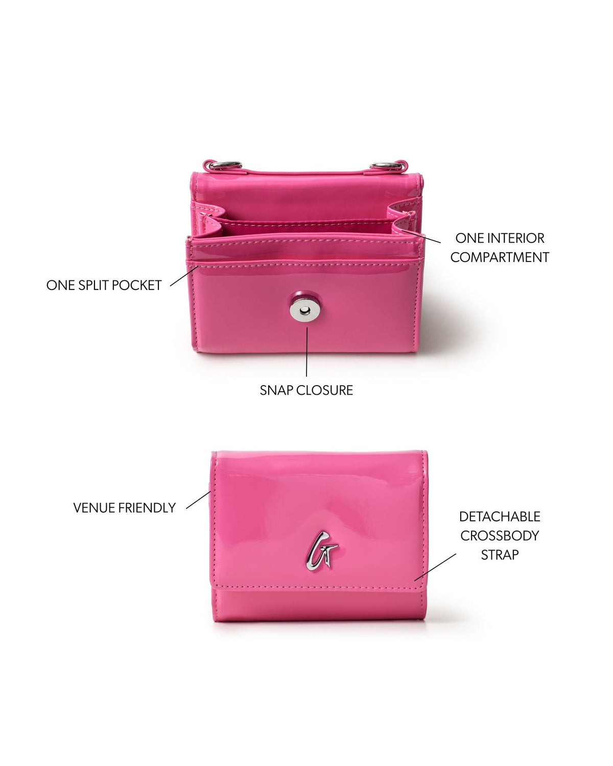 STANDARD SILVER COMPACT WOC - MIRROR HOT PINK
