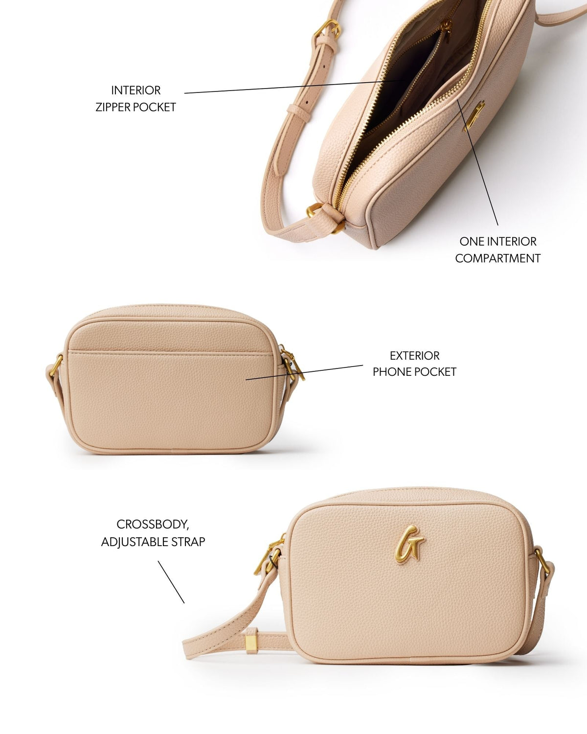 STANDARD PEBBLE CAMERA BAG - NUDE