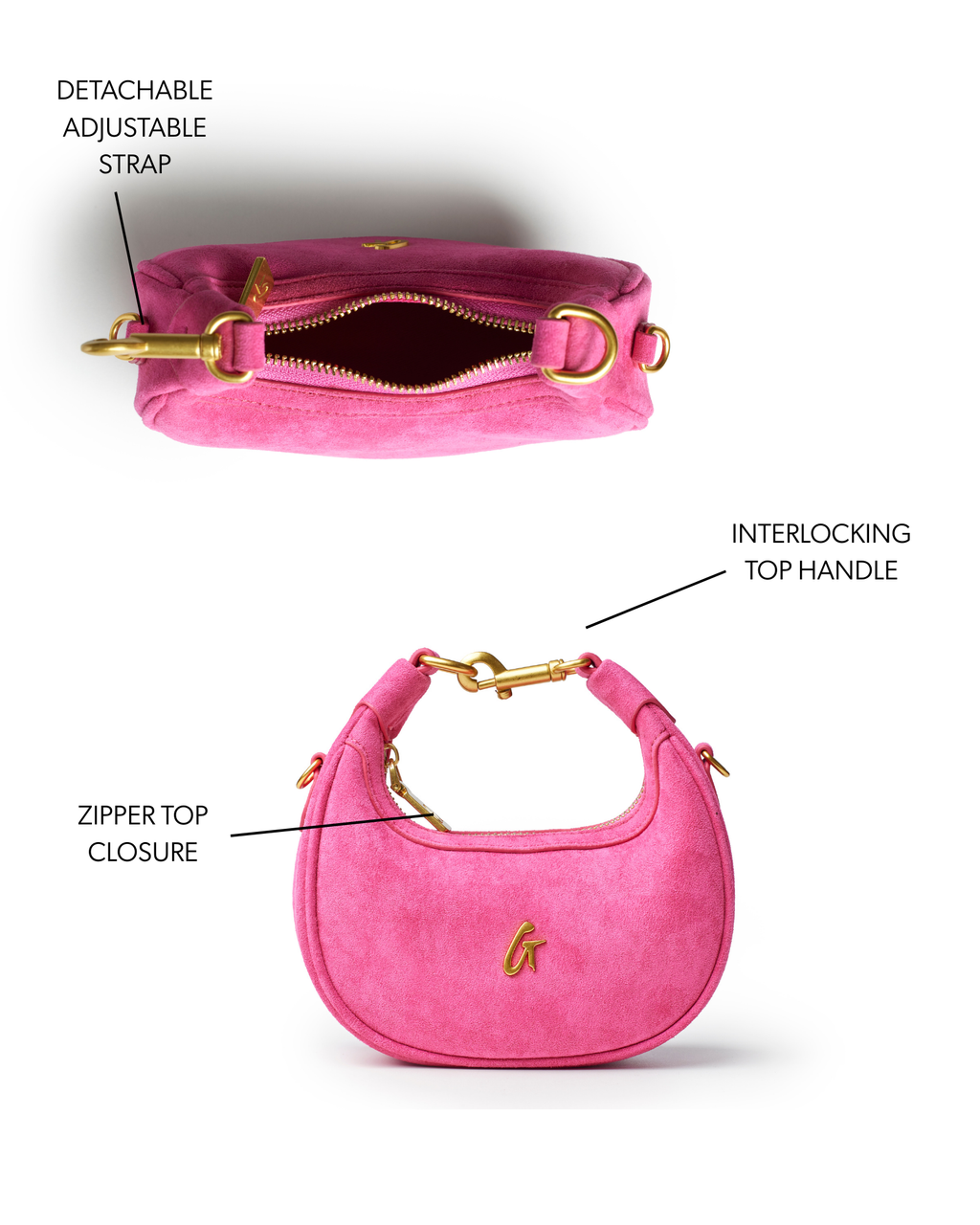 NANO SUEDE HOBO BAG - HOT PINK
