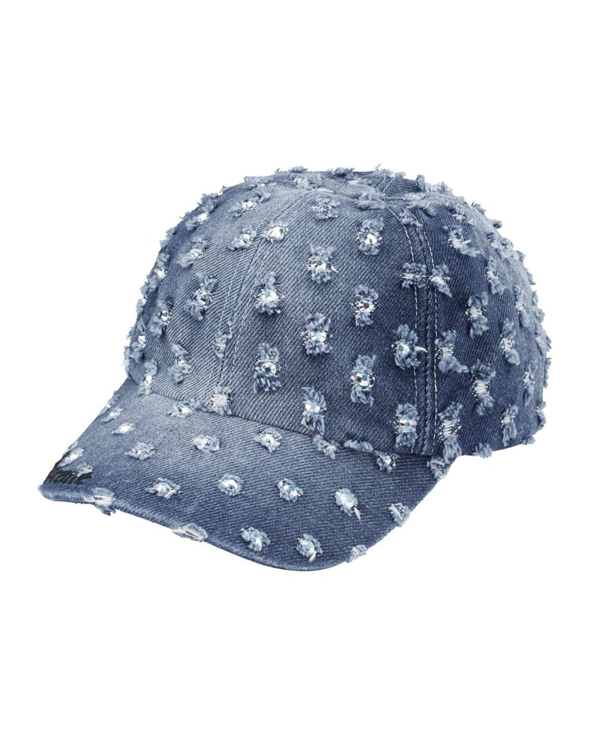 Supreme Hole Punch Rhinestone Denim 6 Panel Hat Blue