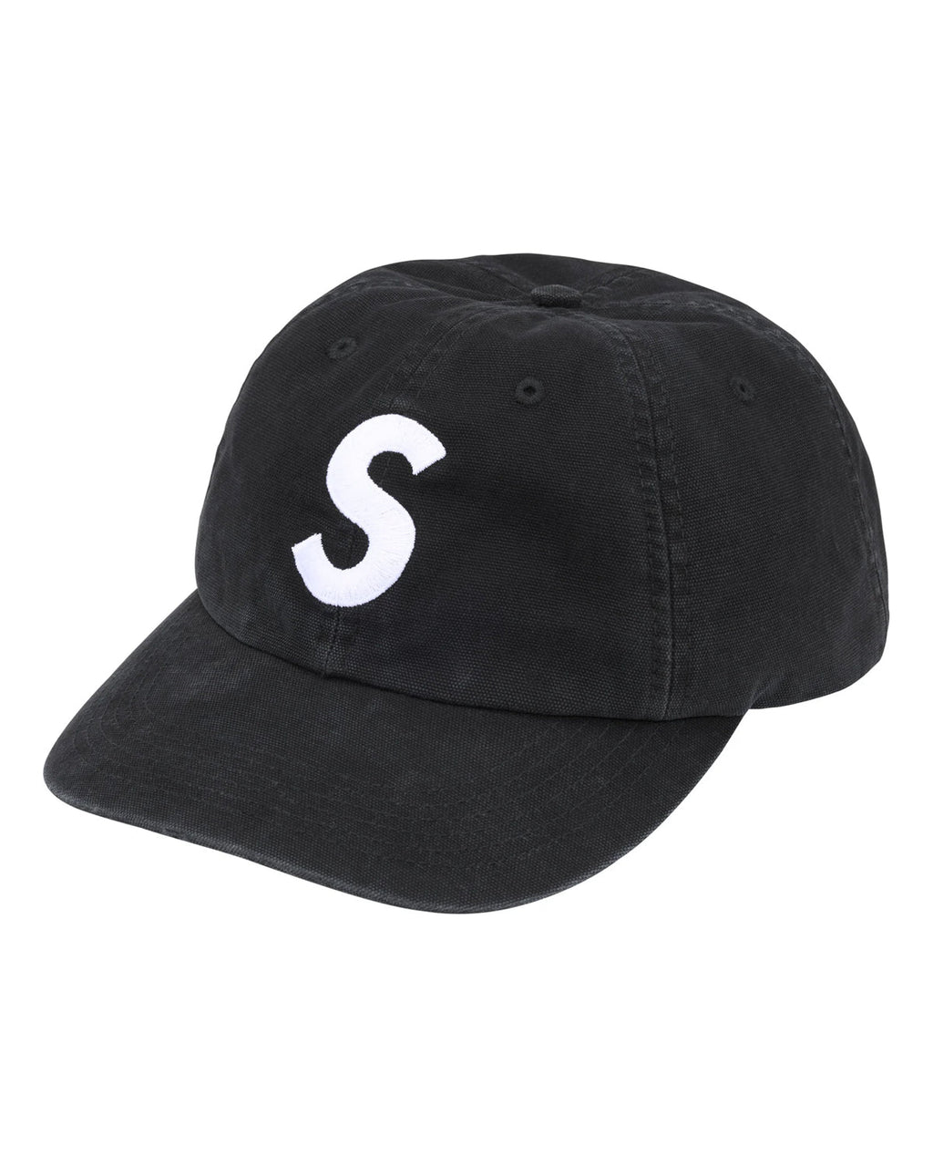 Supreme Washed Canvas S Logo 6 Panel Hat Black