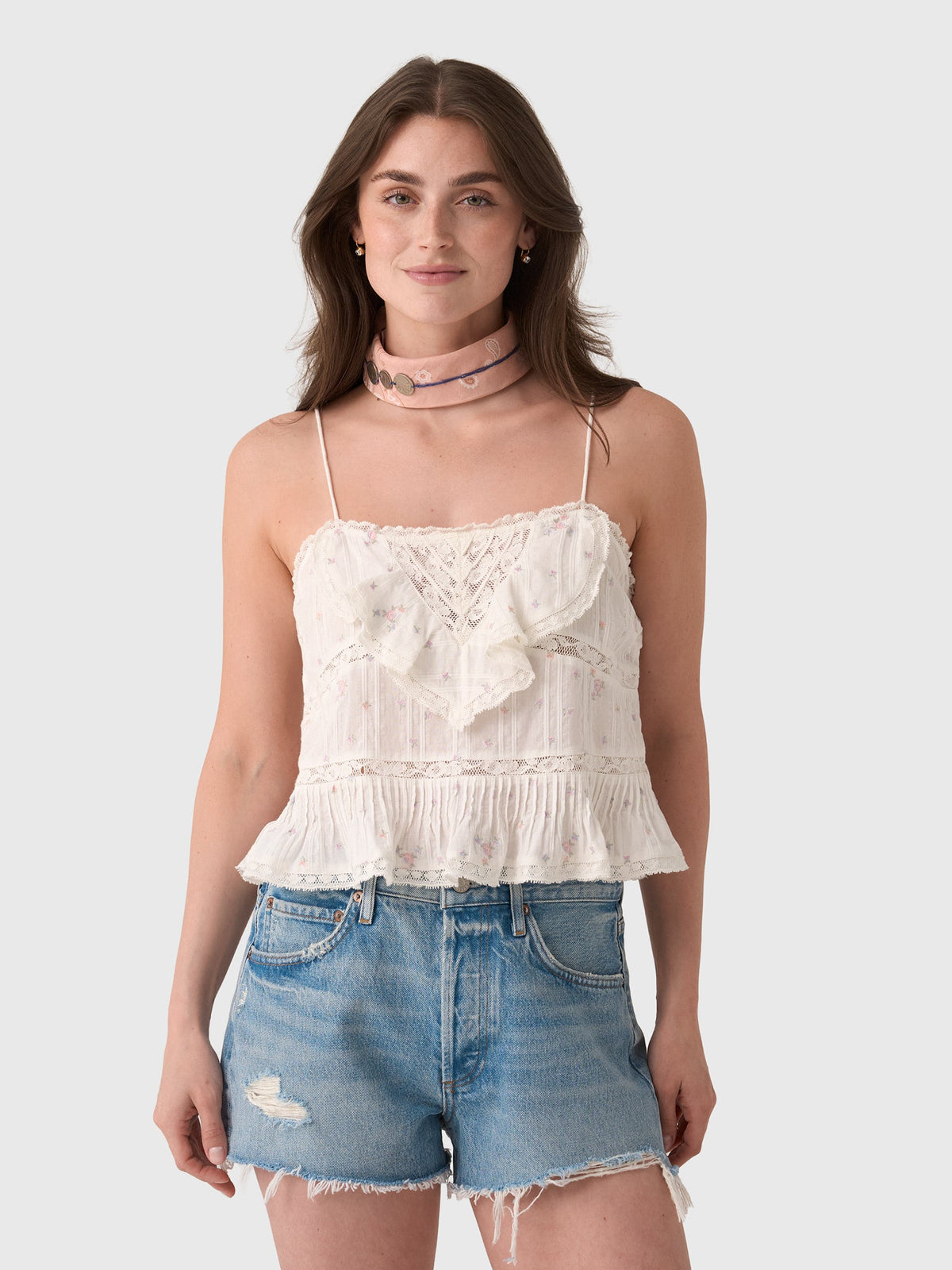 LoveShackFancy Women's Ondeline Floral Embroidered Cotton Top