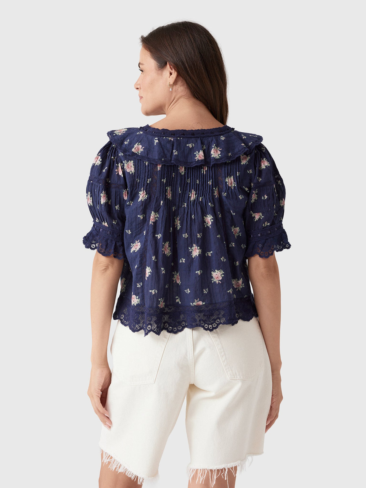 LoveShackFancy Women's Romilly Floral Cotton Blouse