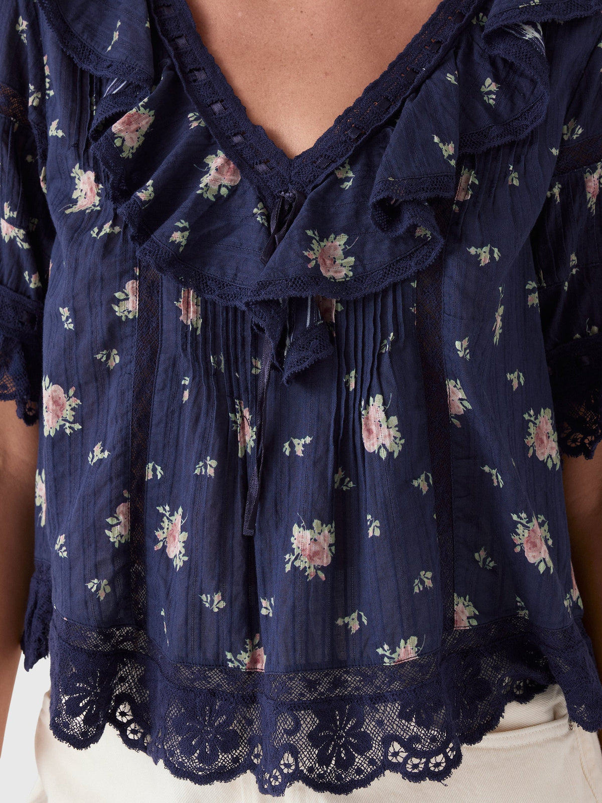 LoveShackFancy Women's Romilly Floral Cotton Blouse