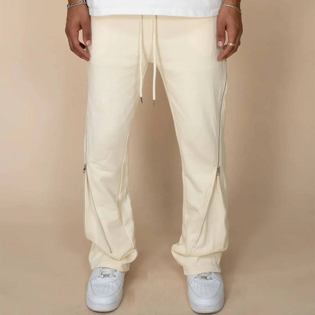 EPTM ZIP FLARED SWEATPANTS CREAM