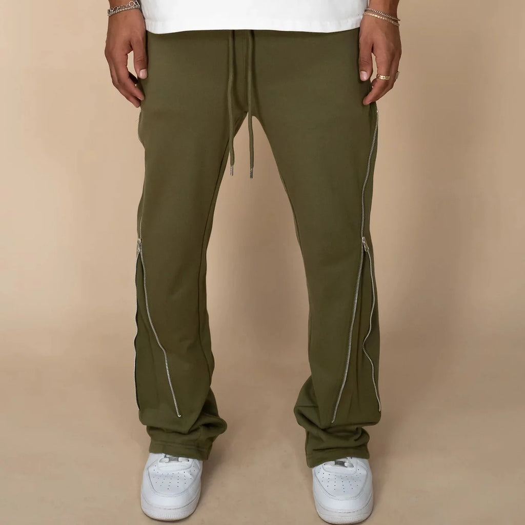 EPTM ZIP FLARED SWEATPANTS OLIVE