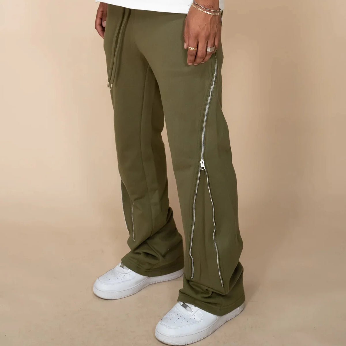 EPTM ZIP FLARED SWEATPANTS OLIVE