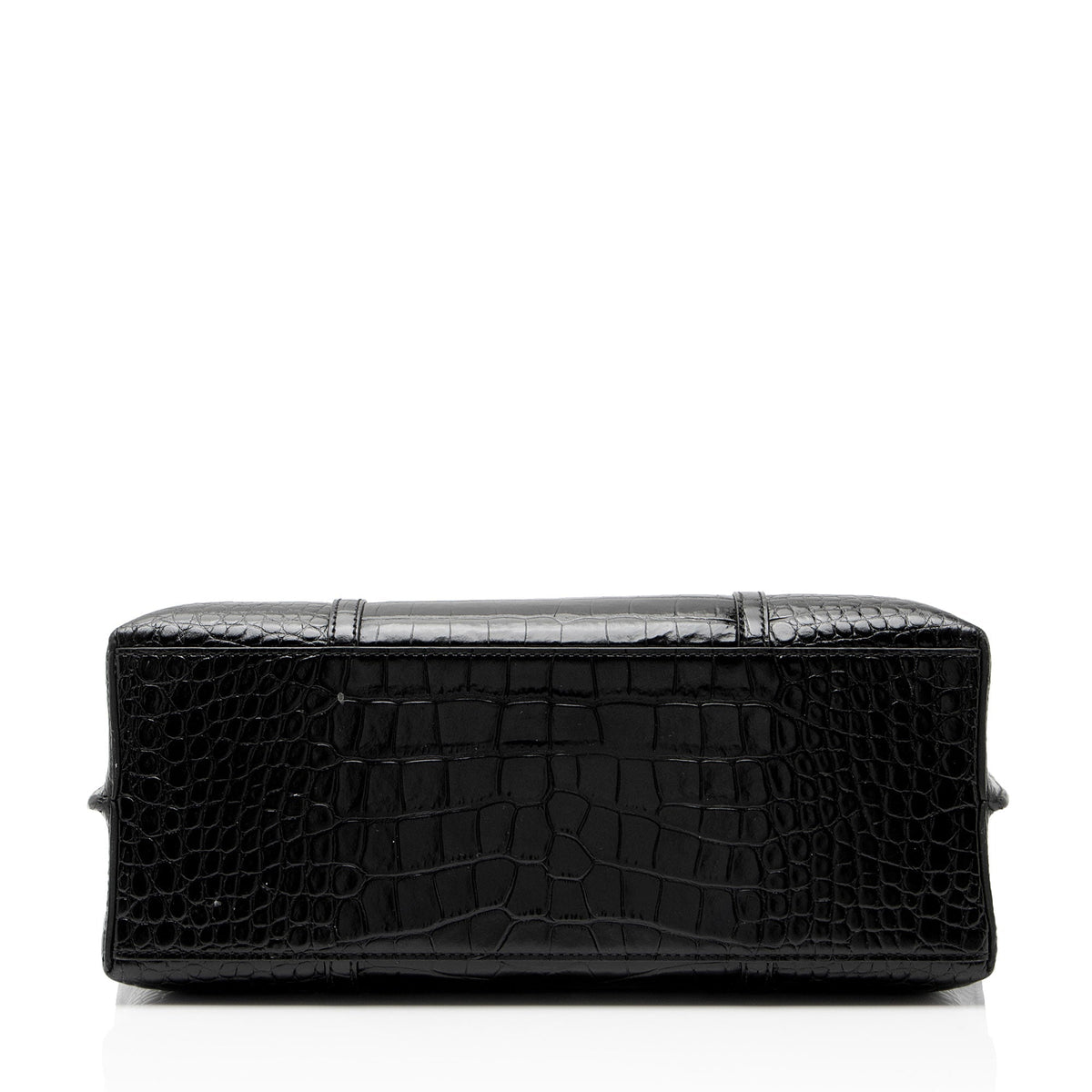 Tory Burch Croc Embossed Leather Perry Triple Compartment Tote Bag - Black