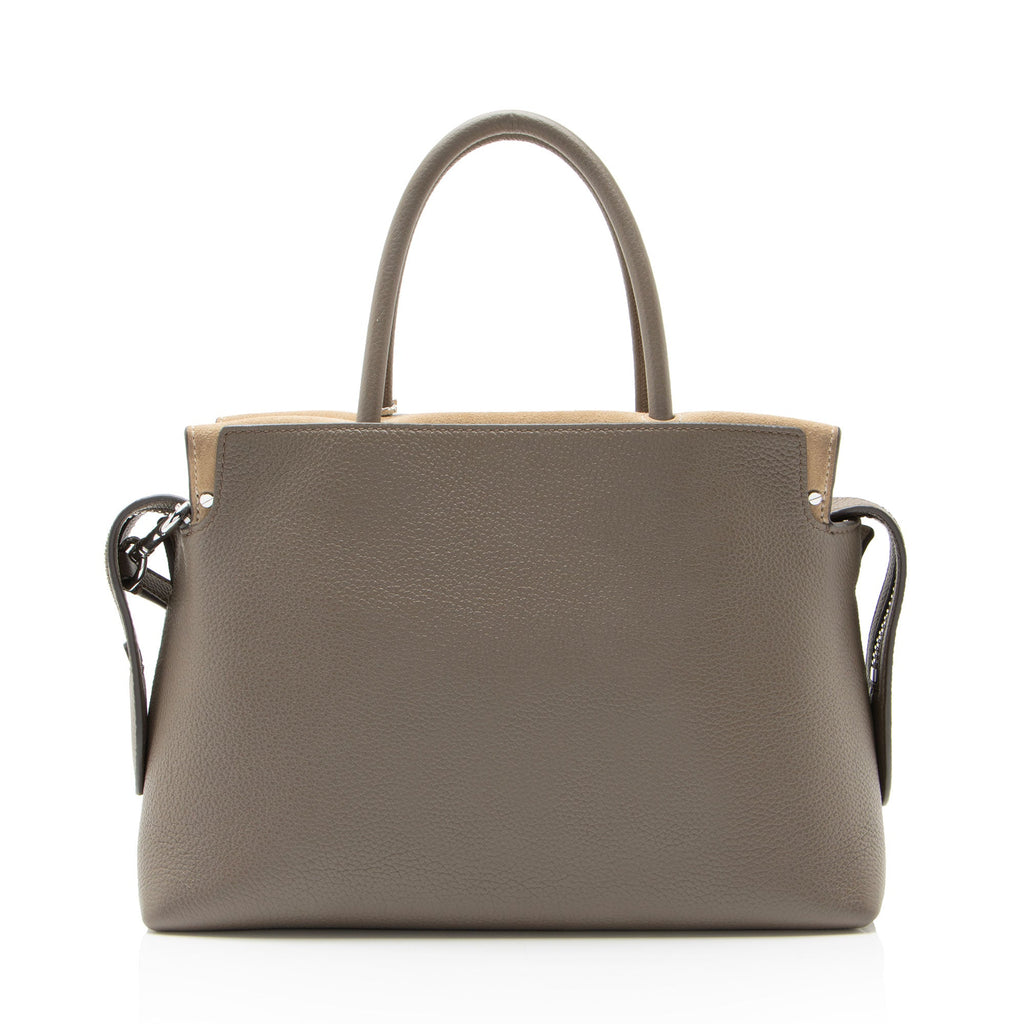 Tory Burch Pebbled Leather Mercer Satchel - Grey