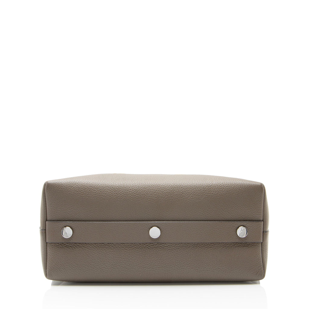 Tory Burch Pebbled Leather Mercer Satchel - Grey