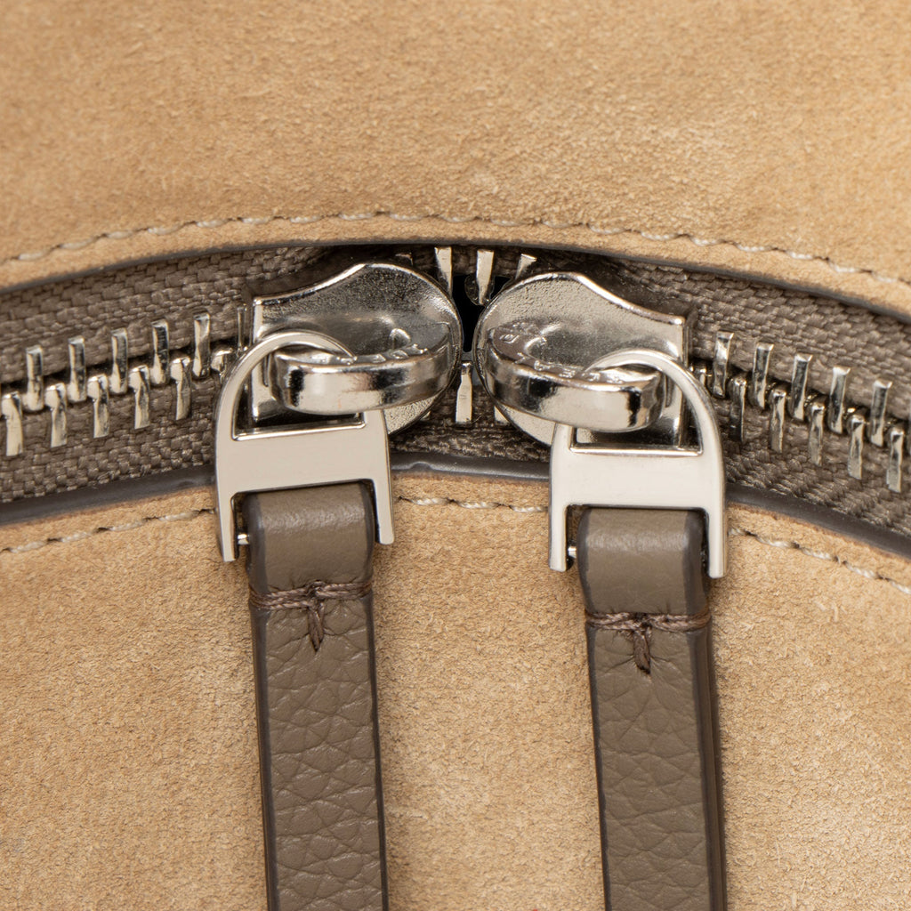 Tory Burch Pebbled Leather Mercer Satchel - Grey