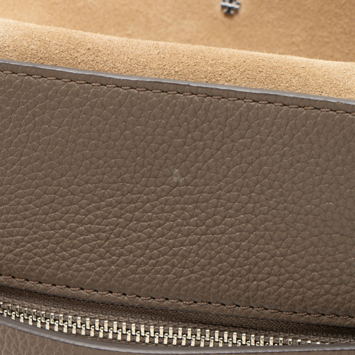 Tory Burch Pebbled Leather Mercer Satchel - Grey