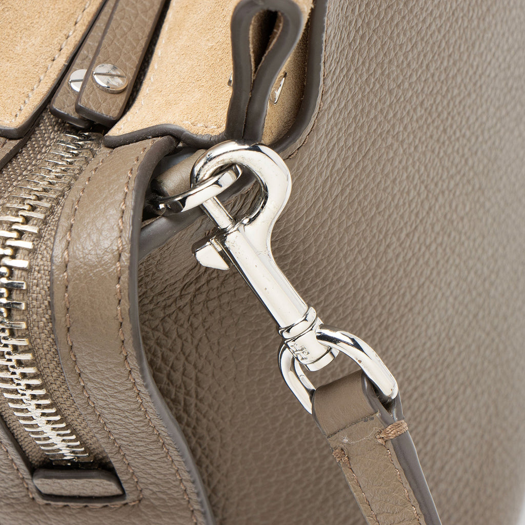 Tory Burch Pebbled Leather Mercer Satchel - Grey