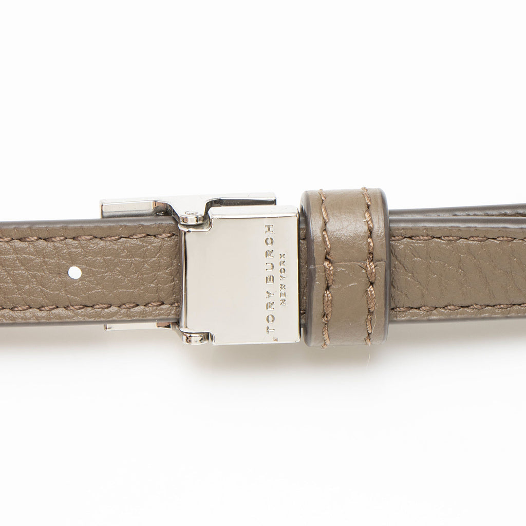 Tory Burch Pebbled Leather Mercer Satchel - Grey