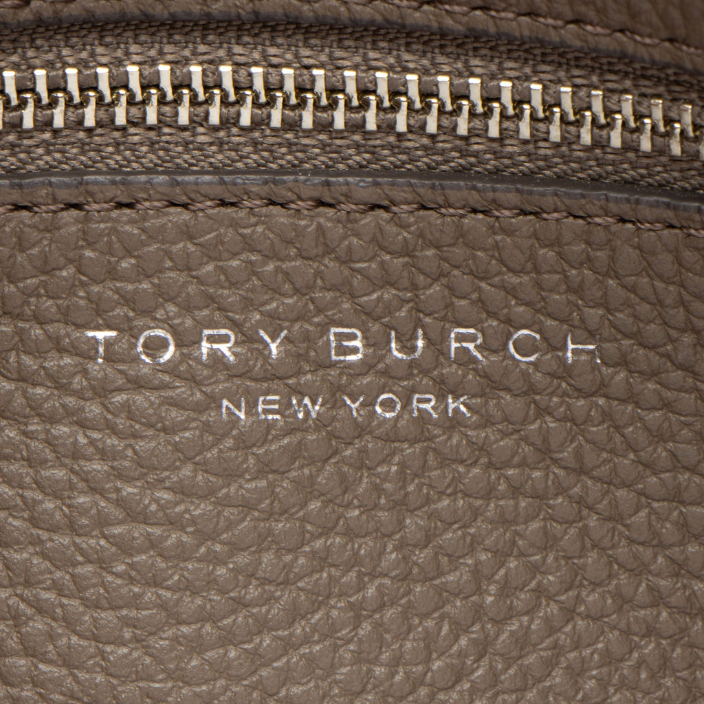 Tory Burch Pebbled Leather Mercer Satchel - Grey