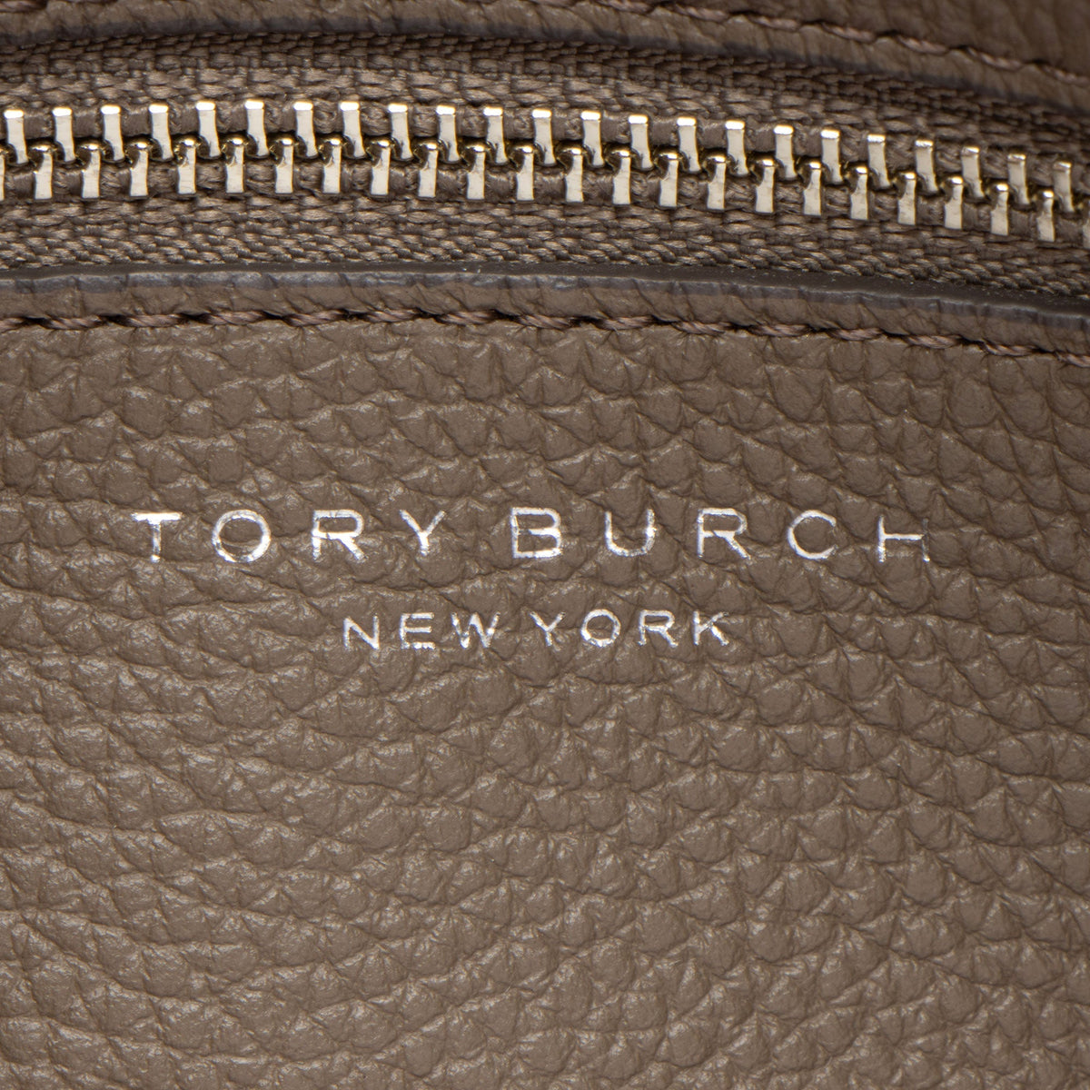 Tory Burch Pebbled Leather Mercer Satchel - Grey