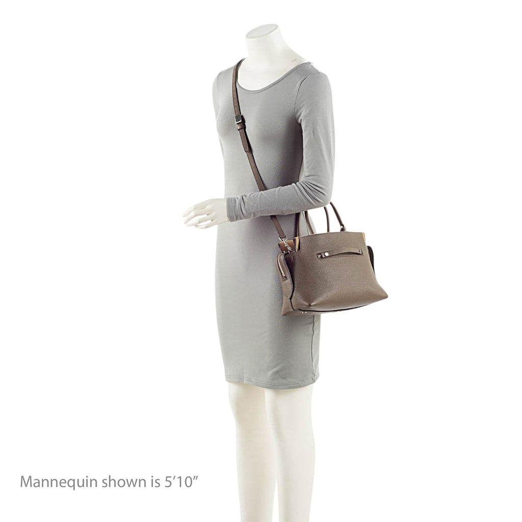 Tory Burch Pebbled Leather Mercer Satchel - Grey