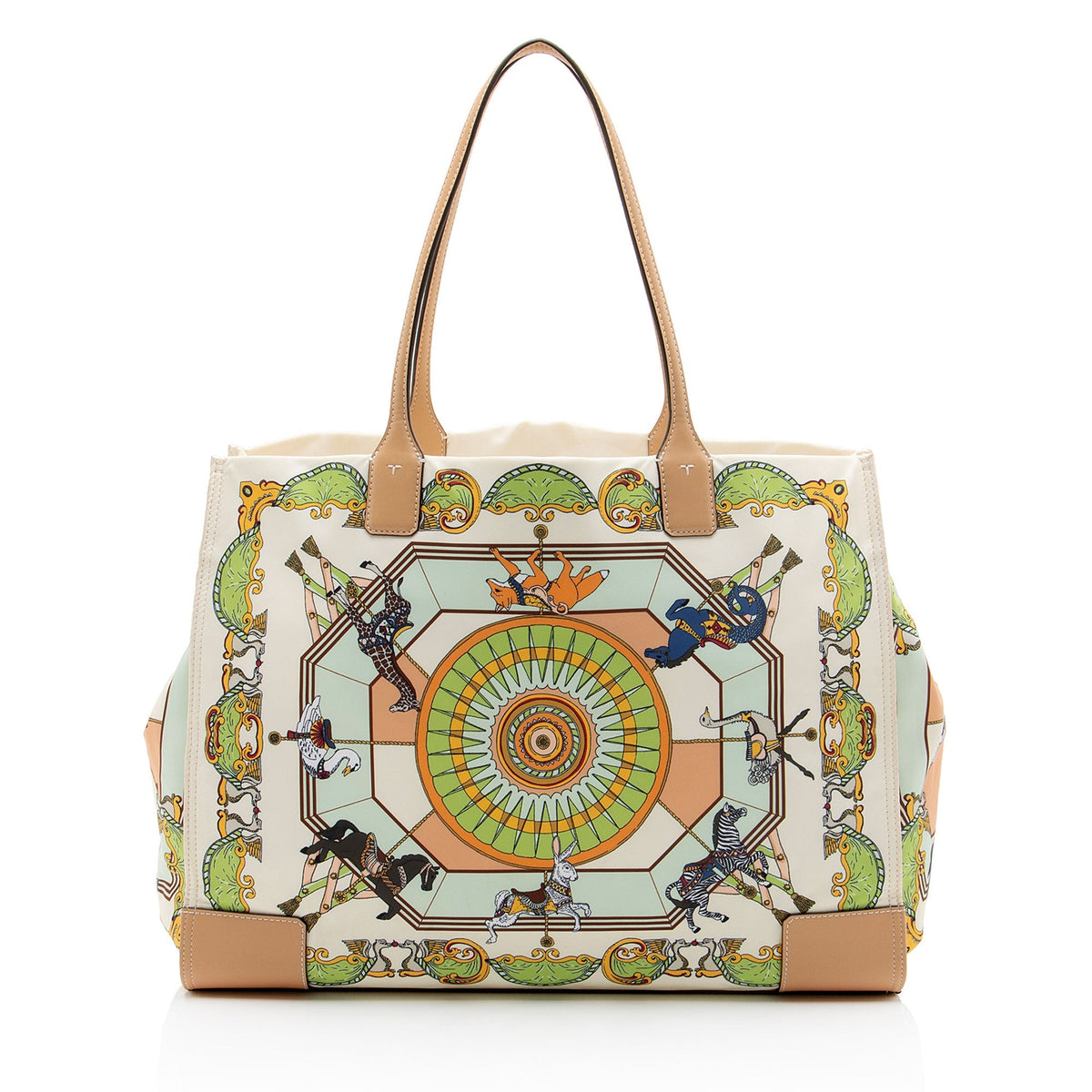 Tory Burch Printed Nylon Leather Ella Tote Bag - Multi/White