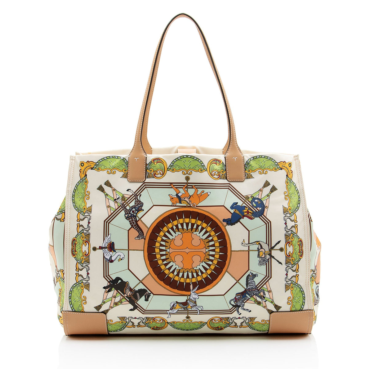 Tory Burch Printed Nylon Leather Ella Tote Bag - Multi/White