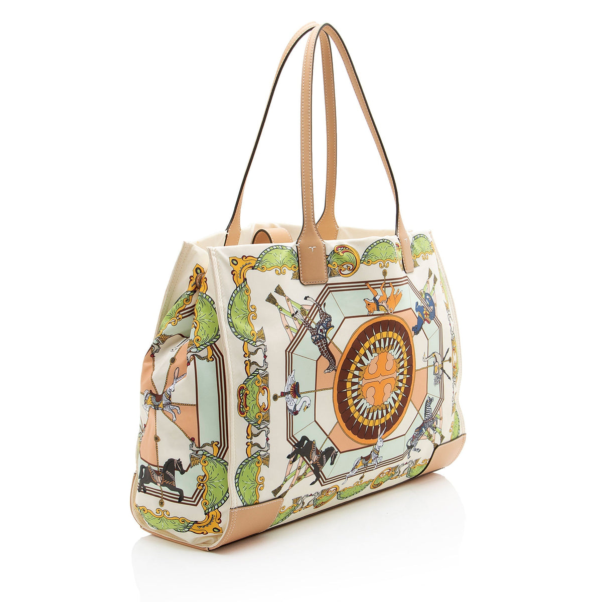 Tory Burch Printed Nylon Leather Ella Tote Bag - Multi/White