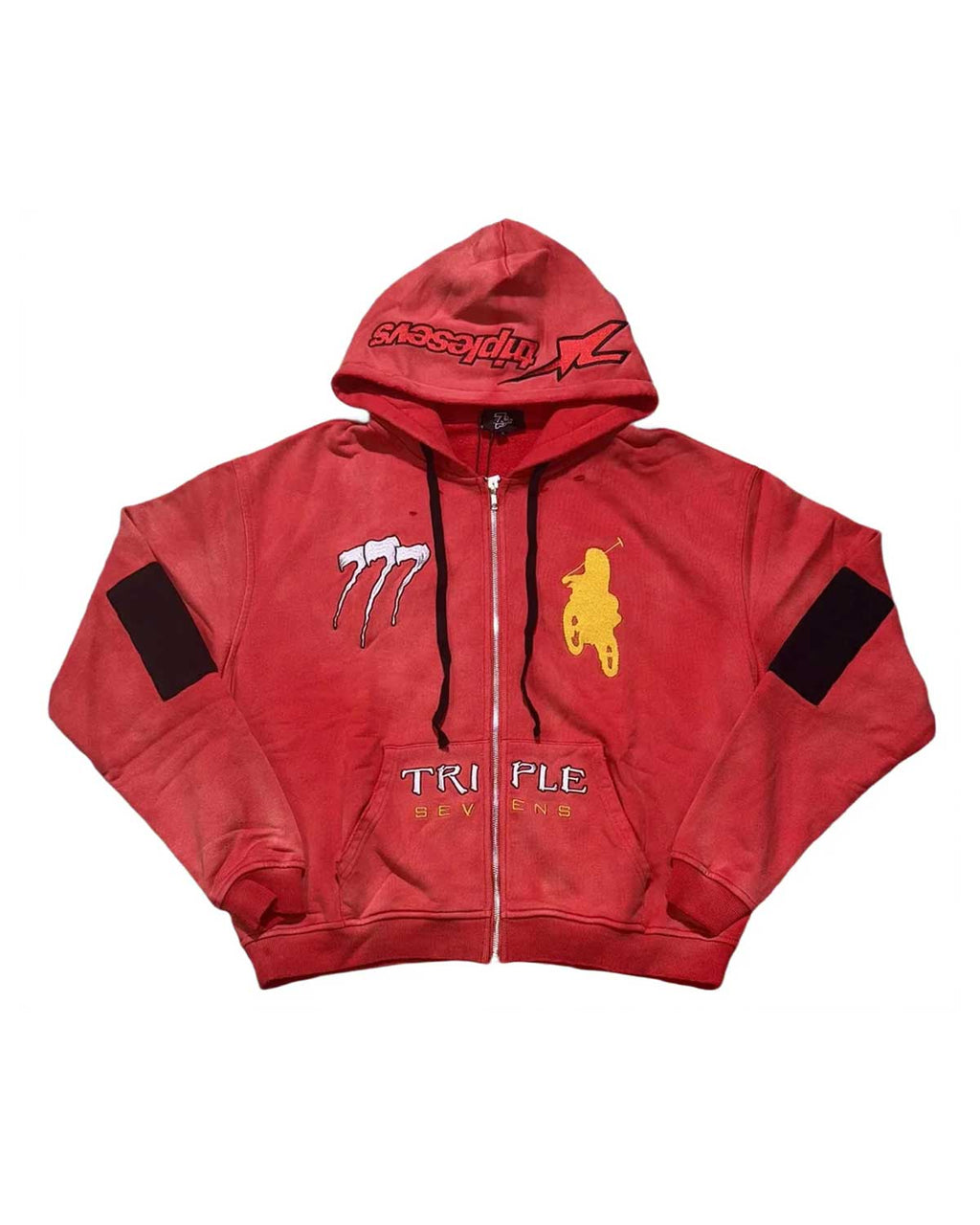 Triple Sevens Moto Complex Zip Up Hoodie Red