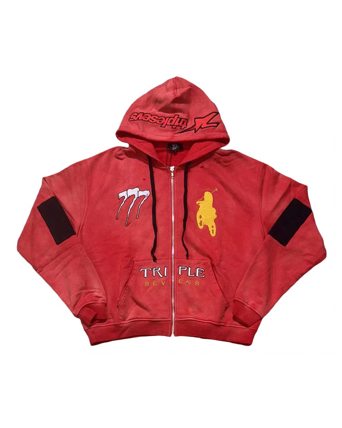 Triple Sevens Moto Complex Zip Up Hoodie Red