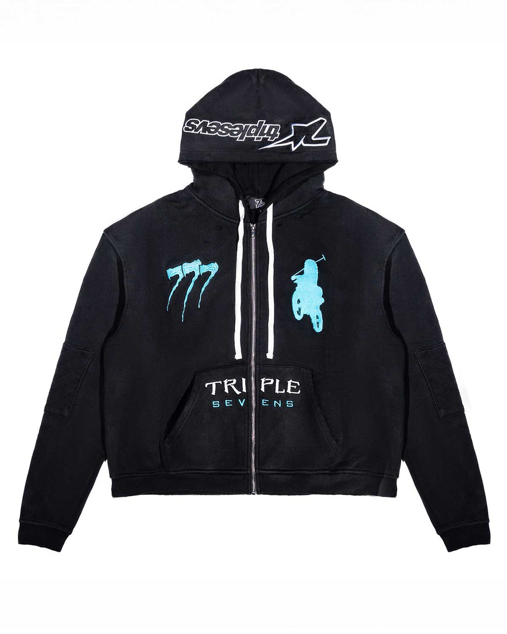 Triple Sevens Moto Hoodie Black