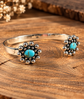 Boho Sol: Turquoise Blossom Cuff Bracelet
