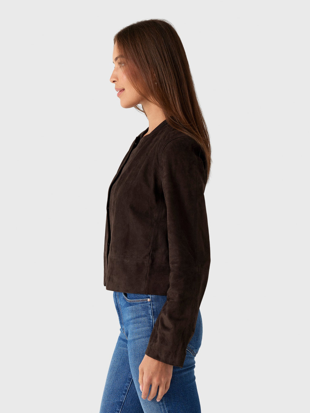 Vince Women's Collarless Cropped Suede Jacket