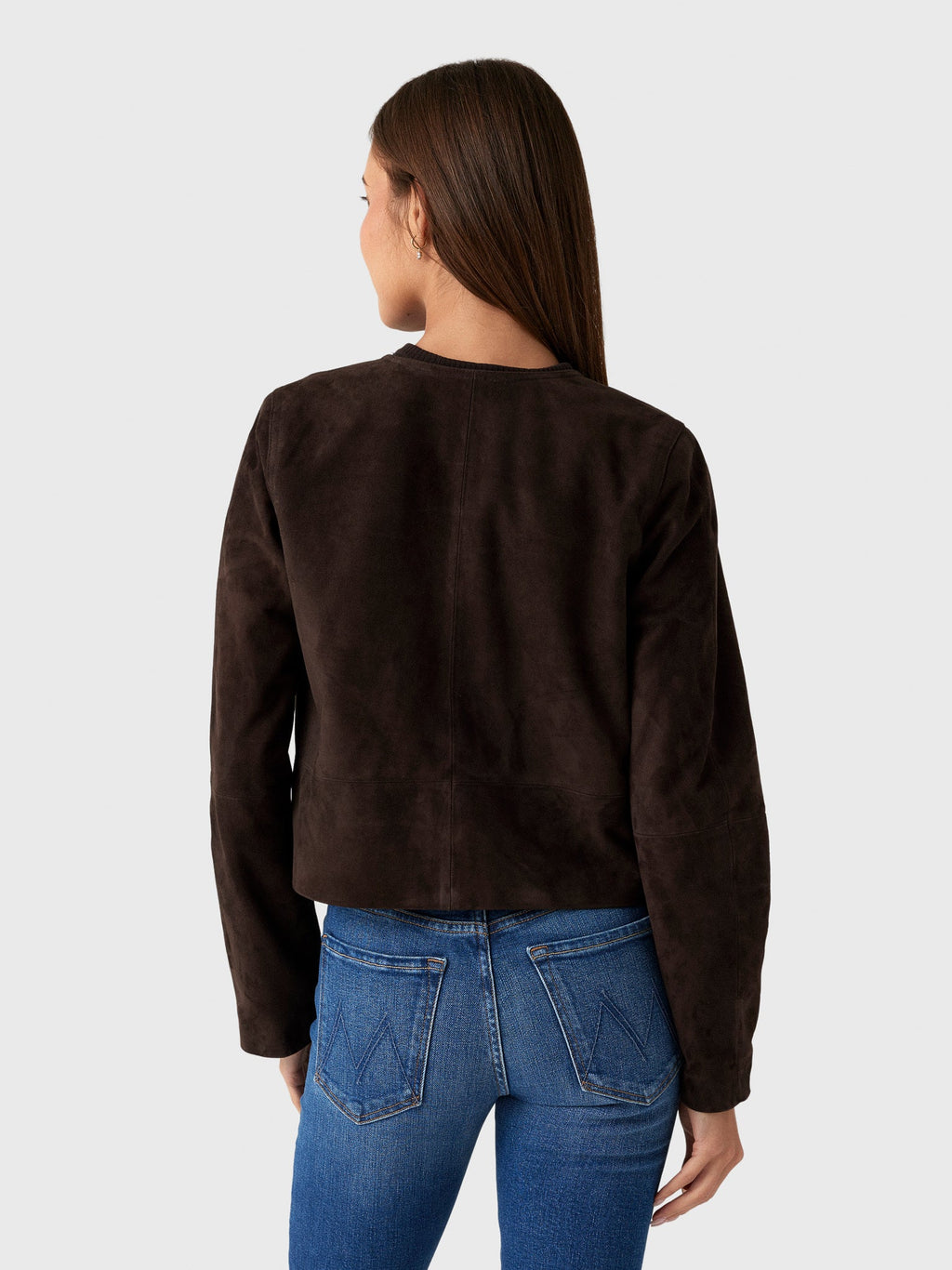 Vince Women's Collarless Cropped Suede Jacket