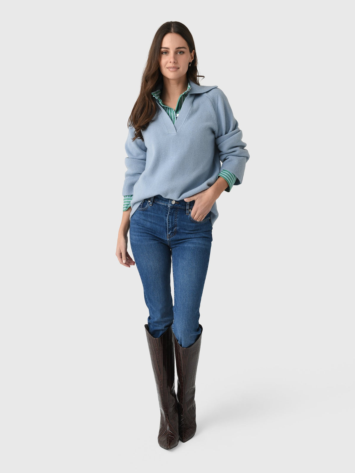 Vince Women's Wool Cashmere-Blend Oversized Polo Sweater