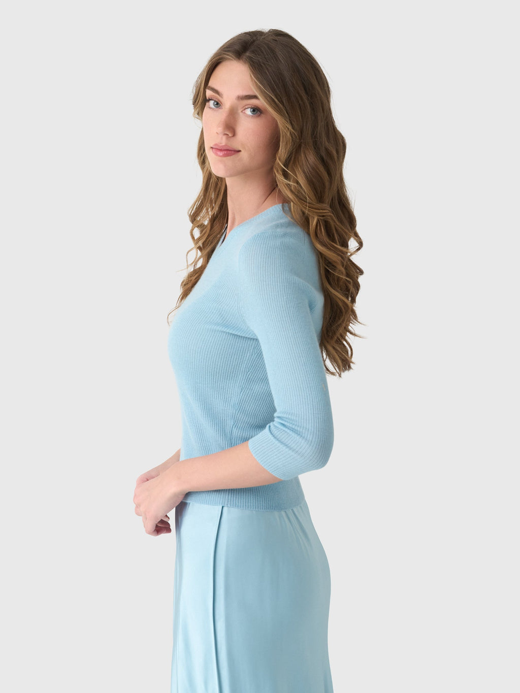 Vince Women's Solid High V-Neck Long Sleeve Sweater