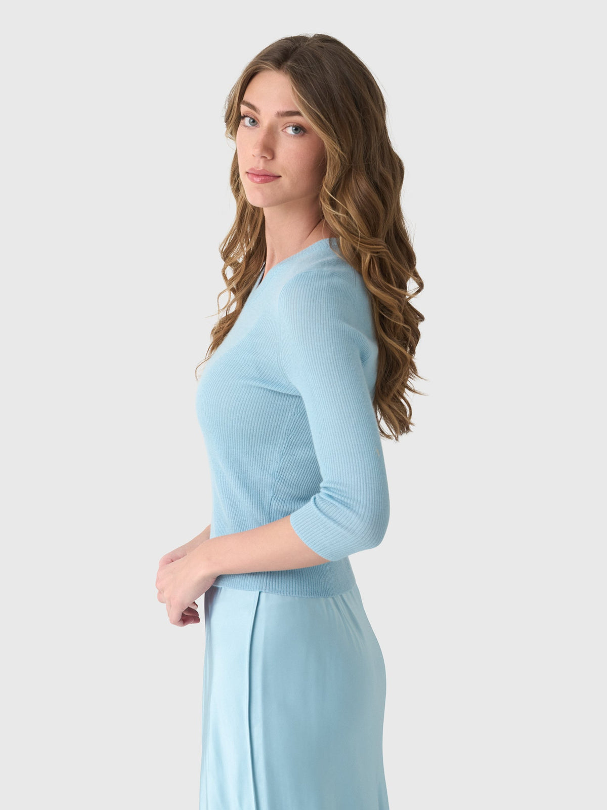 Vince Women's Solid High V-Neck Long Sleeve Sweater