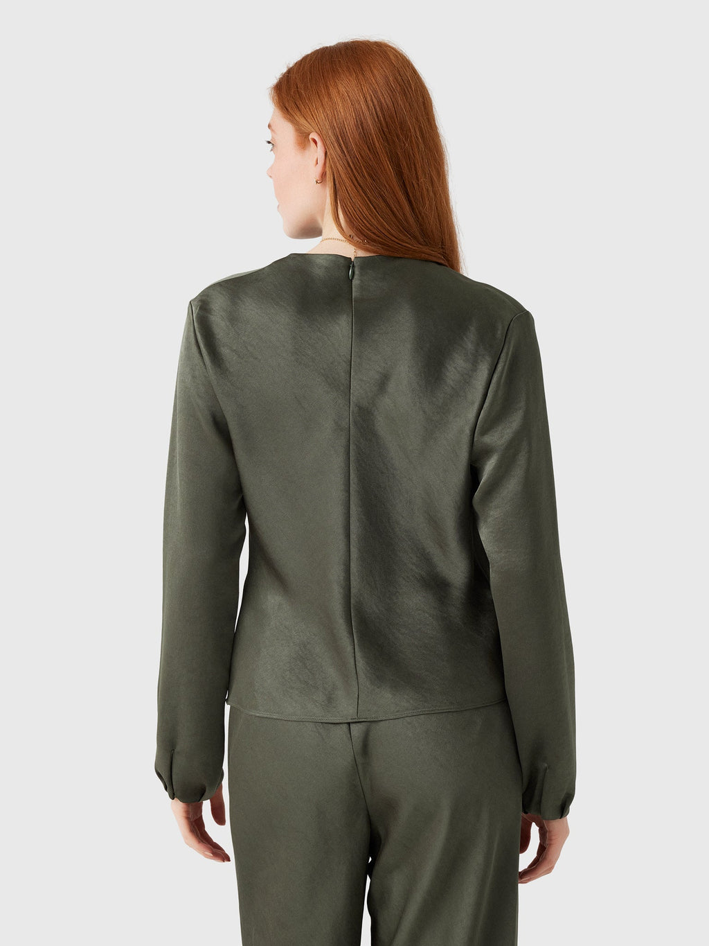 Vince Women's Satin Draped Cowl-Neck Long-Sleeve Top