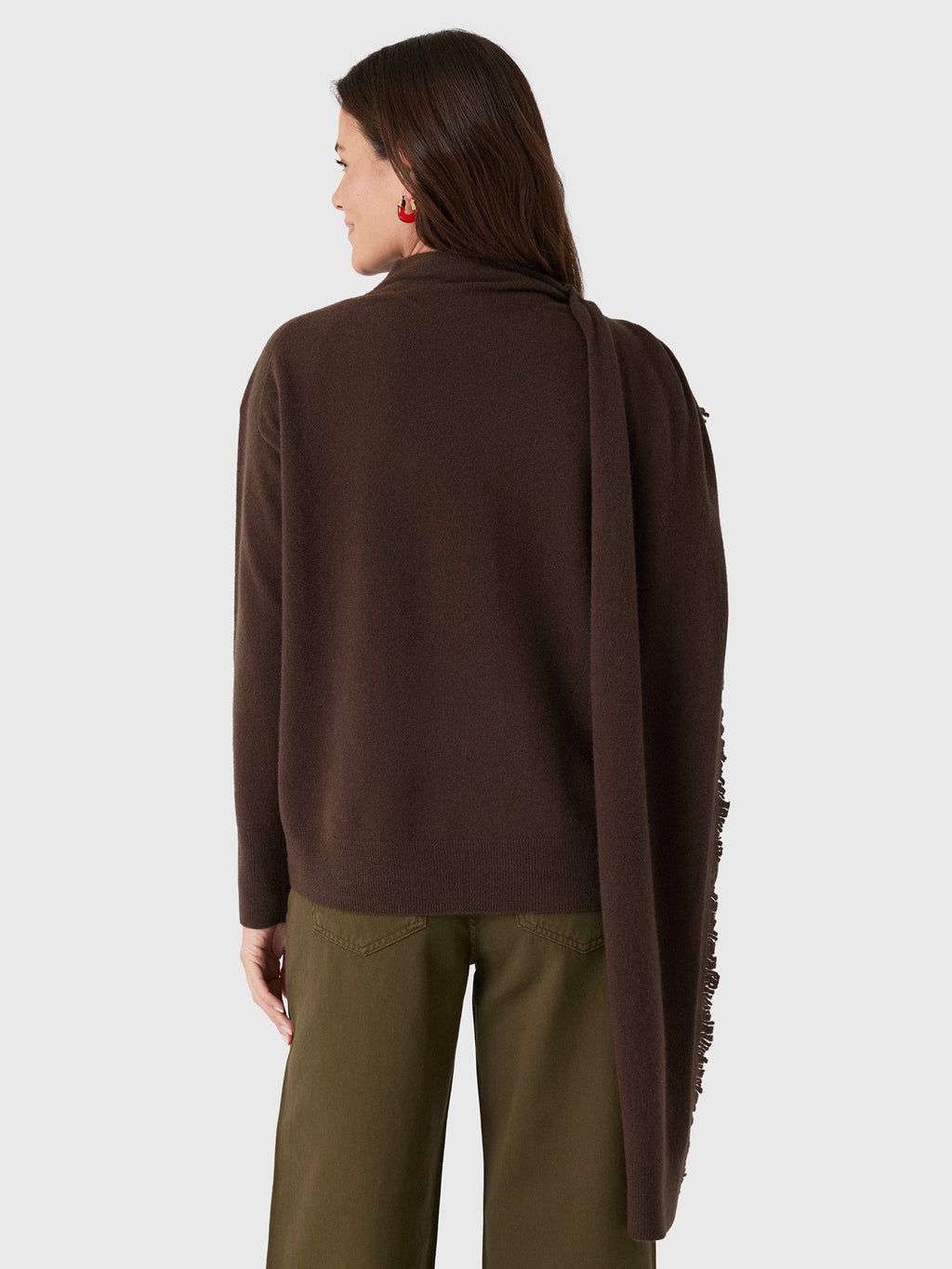 Vince Women's Fringed Draped-Shawl Wool-Cashmere Sweater