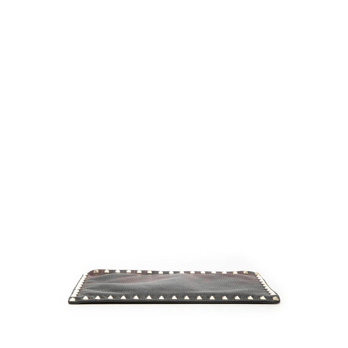 Valentino Grained Calfskin Rockstud Camouflage Zip Clutch - Red