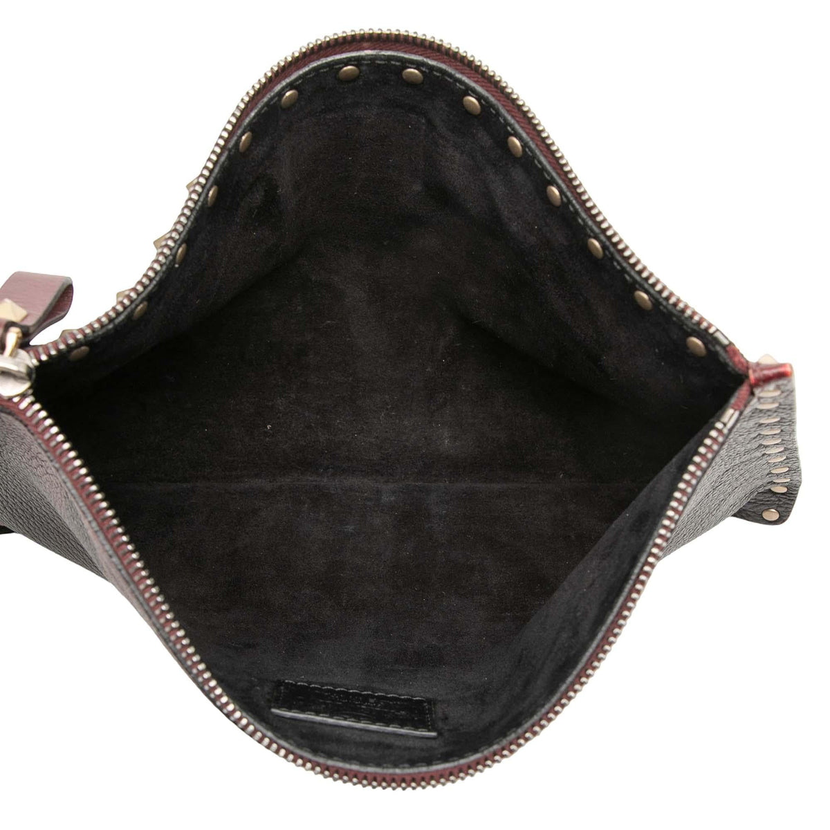 Valentino Grained Calfskin Rockstud Camouflage Zip Clutch - Red