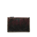 Valentino Grained Calfskin Rockstud Camouflage Zip Clutch - Red