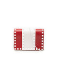Valentino Leather Colorblock Rockstud Wallet on Chain - Red/White