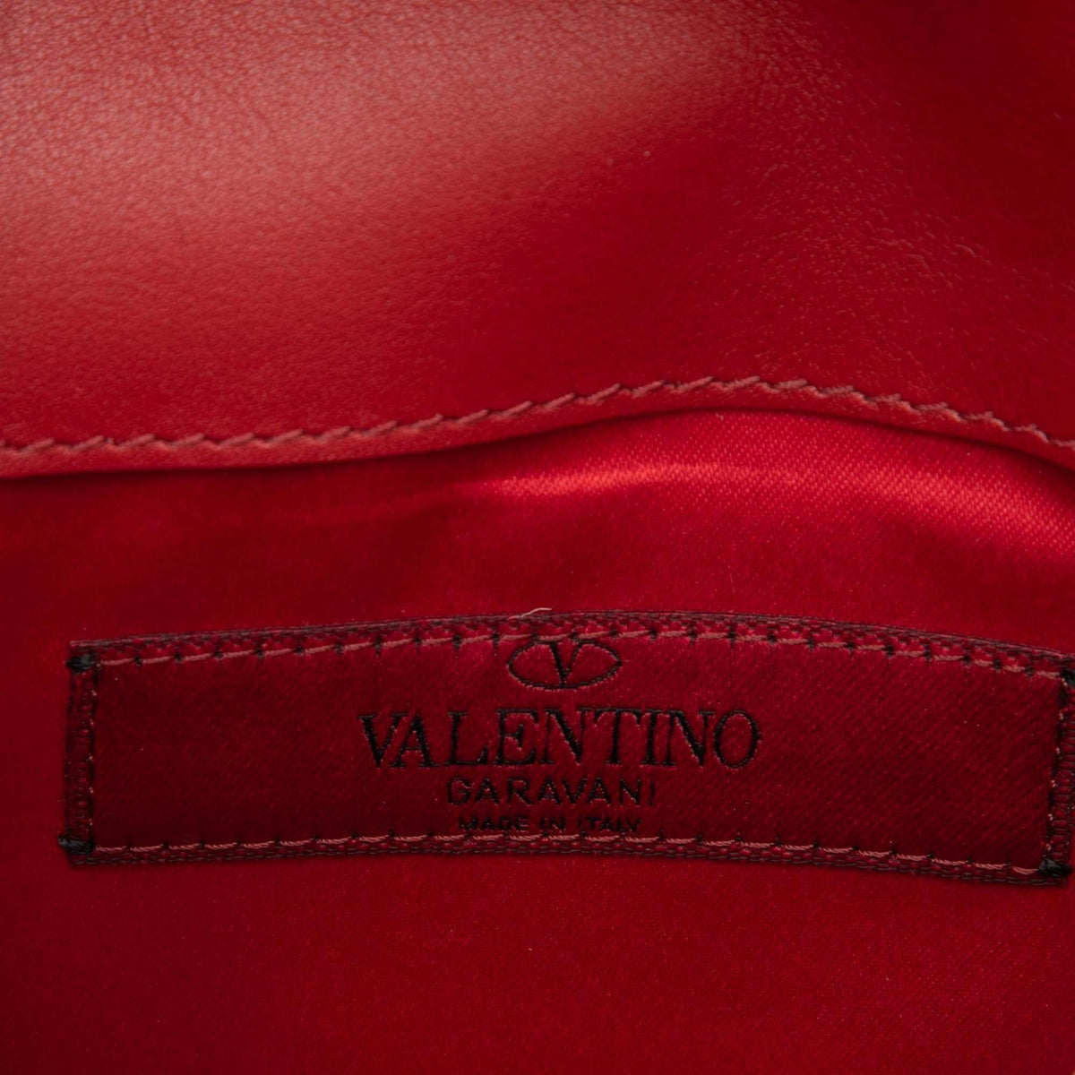 Valentino Leather Colorblock Rockstud Wallet on Chain - Red/White