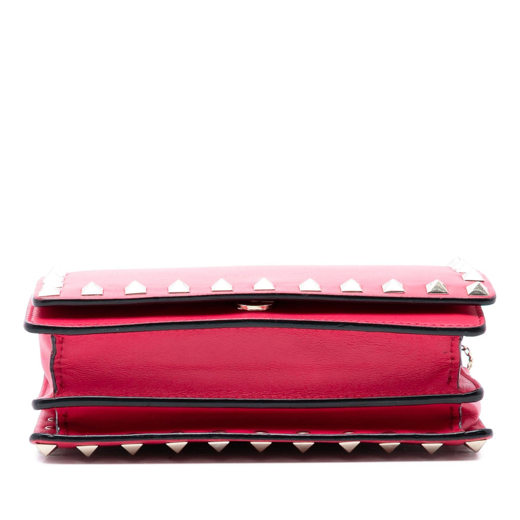 Valentino Leather Rockstud Chain Pouch Crossbody Bag - Pink