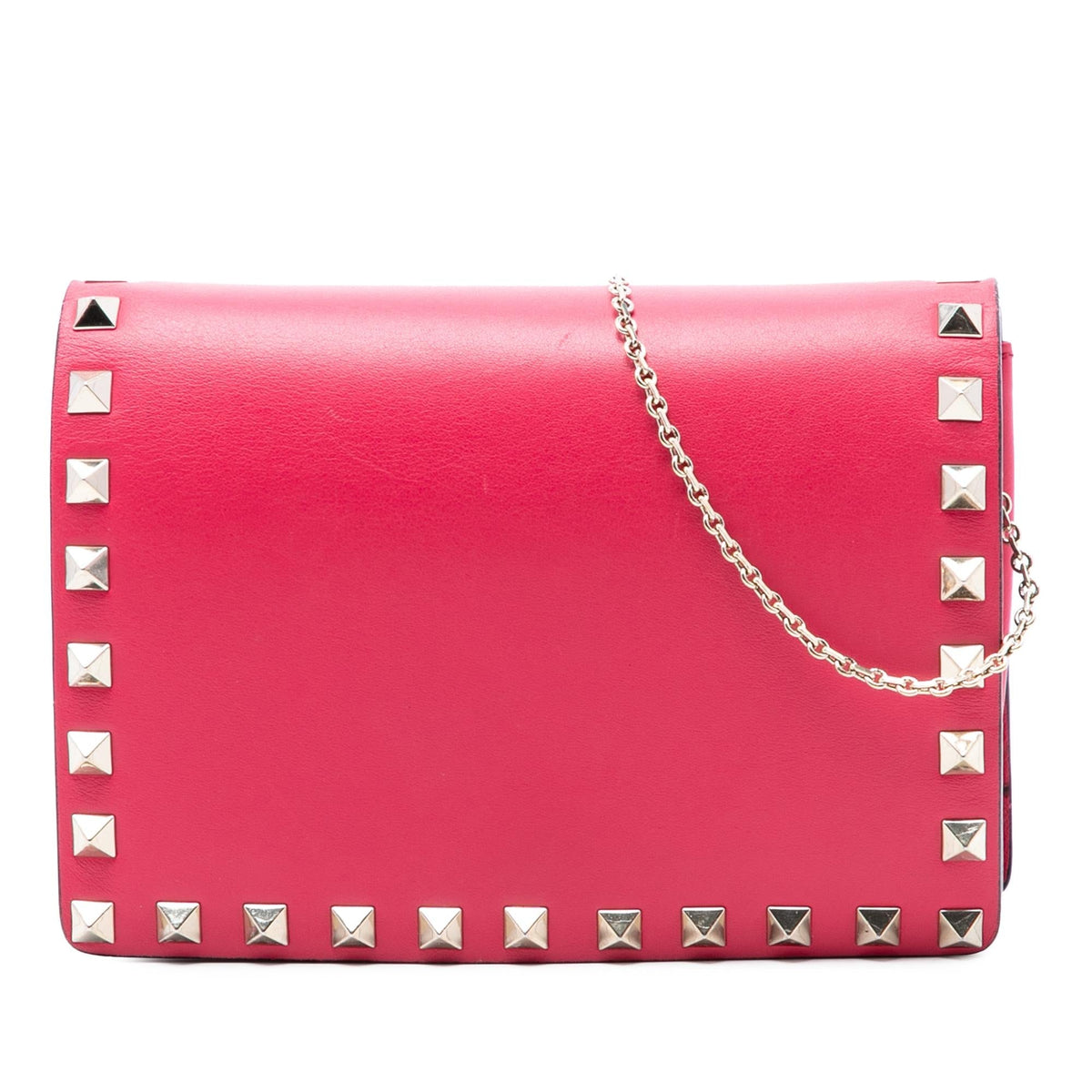 Valentino Leather Rockstud Chain Pouch Crossbody Bag - Pink